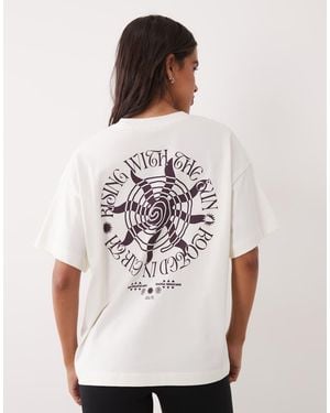 4505 Heavyweight Cotton Oversized T-shirt With Sun Back Print - Natural