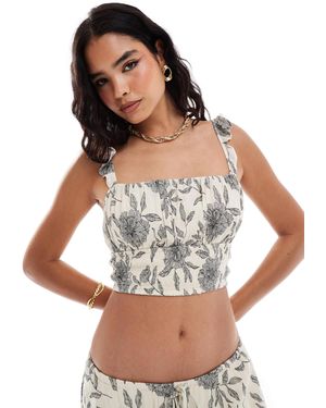 Abercrombie & Fitch – oberteil mit knitterstruktur und rüschen, kombiteil - Weiß