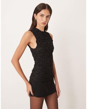 Y.A.S 3d Textured Sleeveless Top - Black