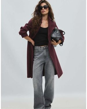 Stradivarius Straight Soft-touch Coat - Purple