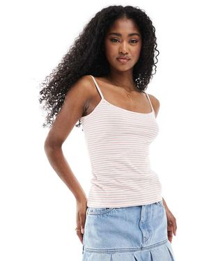 Monki Top A Rayas De Tirantes Con Diseño Recogido De - Blanco