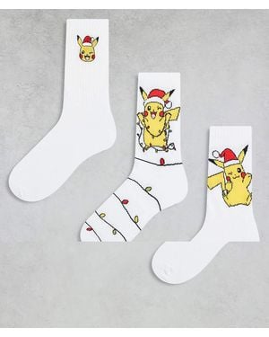 ASOS Pokémon 3 Pack Socks With Christmas Graphic - Metallic