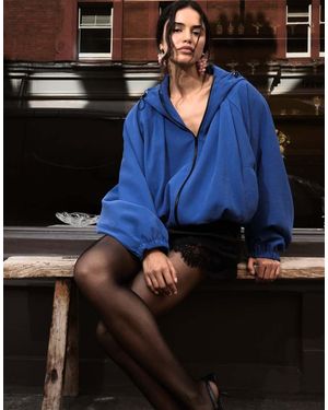 ASOS Modal Hoodie Met Rits Als Sportbomber - Blauw