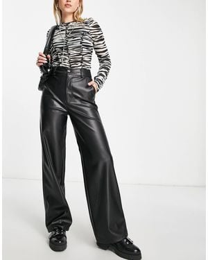VIOLET ROMANCE Faux Leather Wide Leg Pants - White