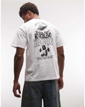 No Problemo 100% Cotton Logo T-shirt With 'trip Advisor' Back Print - Grey