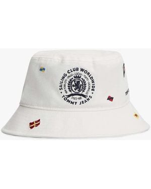 Tommy Hilfiger Multi Flag Embroidery Bucket Hat - White