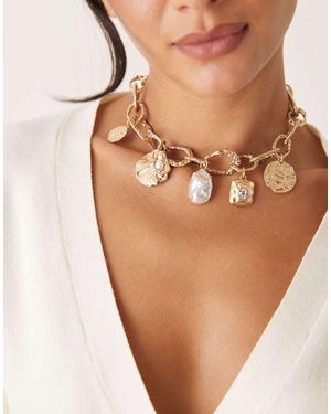 ASOS Brede Ketting Met Grote Bedeltjes - Naturel