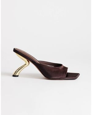 TOPSHOP Nicole Angular Mid-height Heeled Mules - Natural