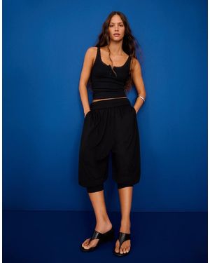 Bershka Capri Sarouel Trousers - Blue