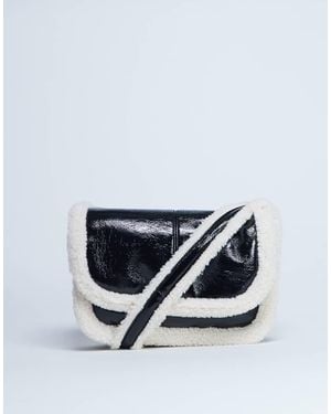 TOPSHOP Solo Borg Trim Shoulder Bag - Black