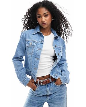 Miss Selfridge Denim Western Jasje Met Pofmouwen - Blauw