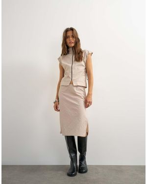 TOPSHOP Gonna Coordinata Tecnica Anni '90 Lunghezza Midi - Neutro
