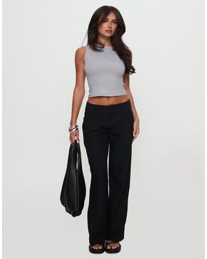 Princess Polly Pantalones De Sastre Negros De Talle Bajo Y Pernera Ancha Two Lovers De - Blanco