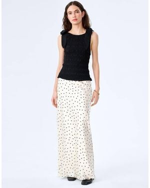 OMNES Tops Mathilde Shirred Cotton Top With Shoulder Ties - White