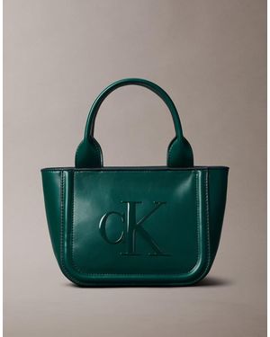 Calvin Klein Borsa Shopping Piccola Con Manici E Logo - Verde