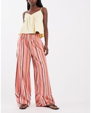 Free People Days End Solar Linen Trousers - Pink