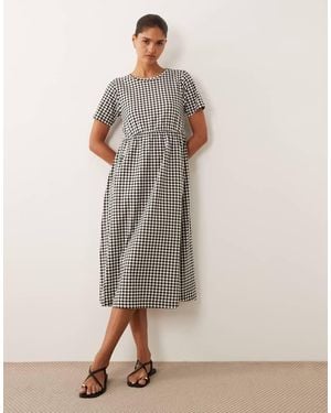 Threadbare Vestito Midi A Maniche Corte - Nero