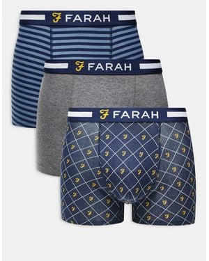 Farah 3-pack Jacquard Waistband Logo Boxers - Blue