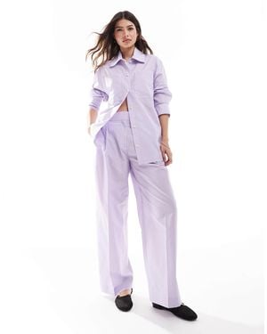 Mango Oversized Stripe Co-ord Pants - Purple