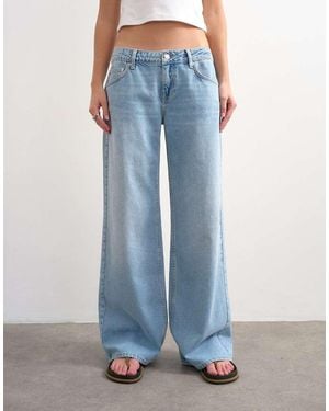 TOPSHOP Vaqueros Descoloridos De Talle Bajo Y Pernera Ancha De -Azul