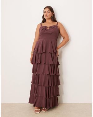 Pretty Lavish Curve Sidney - robe longue à détail anneau - lie-de-vin foncé - Marron