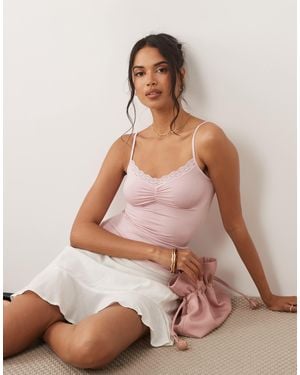 ASOS Seamless Lace Detail Cami Vest - Pink