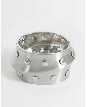 Reclaimed Vintage Cuff Bangle With Stud Detail - Grey