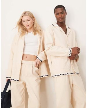 Sister Jane Unisex Contrast Stitch Jacket Co-ord - Natural