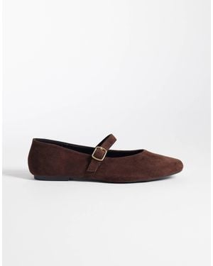 SEQWL Iris Faux-suede High Vamp Ballet Flats - White