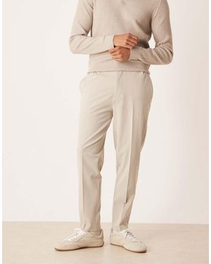 ASOS Nette Toelopende Broek Met Comfortabele Stretch En Elastische Taille, Lichte Kiezelsteen - Naturel