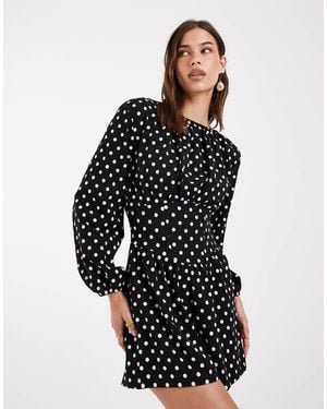 ASOS Polka Dot Cinched Waist Playsuit - Black