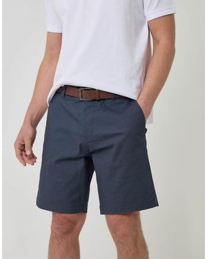 Threadbare Patterned Stretch Chino Shorts With Belt - Blue