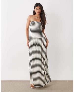 Gina Tricot Dropped Waist Bandeau Maxi Dress - White