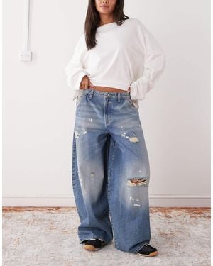 Collusion X006 Xl Balloon Low Rise Jeans - Blue