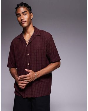 River Island Revere Collar Textu Shirt - Purple