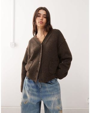 Weekday Oversized V Neck Cardigan - Blue