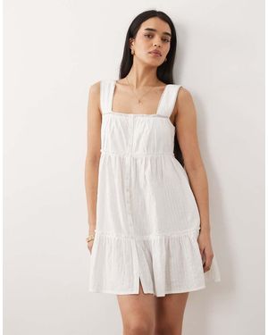 Iisla & Bird Vestido Playero Corto Con Botones De - Blanco