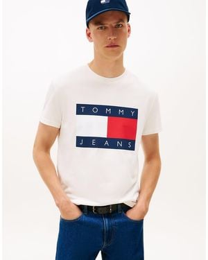 Tommy Hilfiger Flag Badge Jersey Crew Neck T-Shirt - White