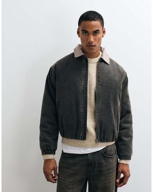Cotton On Waxed Harrington Jacket - Grey
