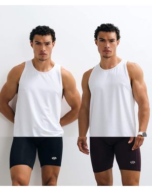 Jack & Jones Pack De 2 Shorts De Camiseta Interior Deportiva En Negro Y Burdeos - Blanco