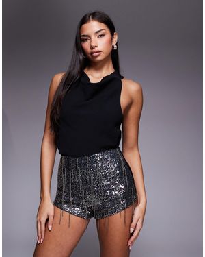 Bardot Wrenley Fringe Mini Shorts - Black
