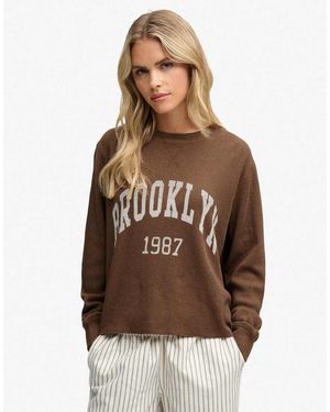 Superdry Athletic Essential Graphic Long Sleeve Top - Brown