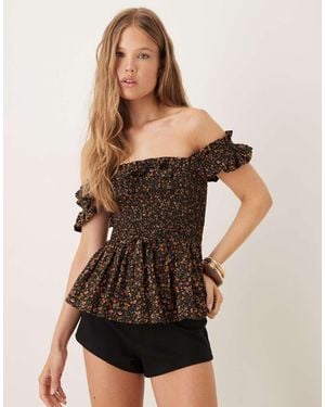 Nobody's Child Christina Cap Sleeve Shirred Cami Top - Black