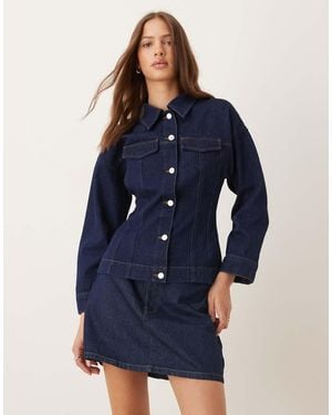 ASOS Denim Jacket With Cinched Waist - Blue