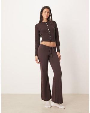 Gina Tricot Co-ord Straight Leg Drawstring Fine Knitted Trousers - Natural