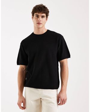Redefined Rebel Lonzo - t-shirt coupe carrée à manches courtes - Noir