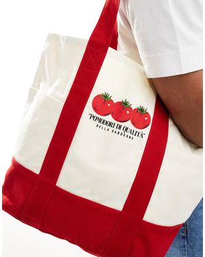 ASOS Canvas Shopper With Tomatoes Print - Red