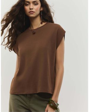 Stradivarius – ärmelloses basic-t-shirt - Braun