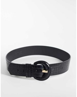 Vero Moda Riem Met Textuur En Grote Ronde Gesp - Zwart
