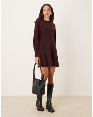 Aware Knitted Fit And Flare Mini Dress - Purple